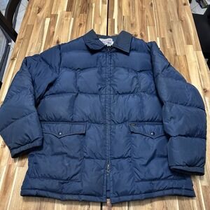 Vintage Lee Storm Rider Puffer Jacket Mens XL Blue Full Zip Quilted Workwear 70s